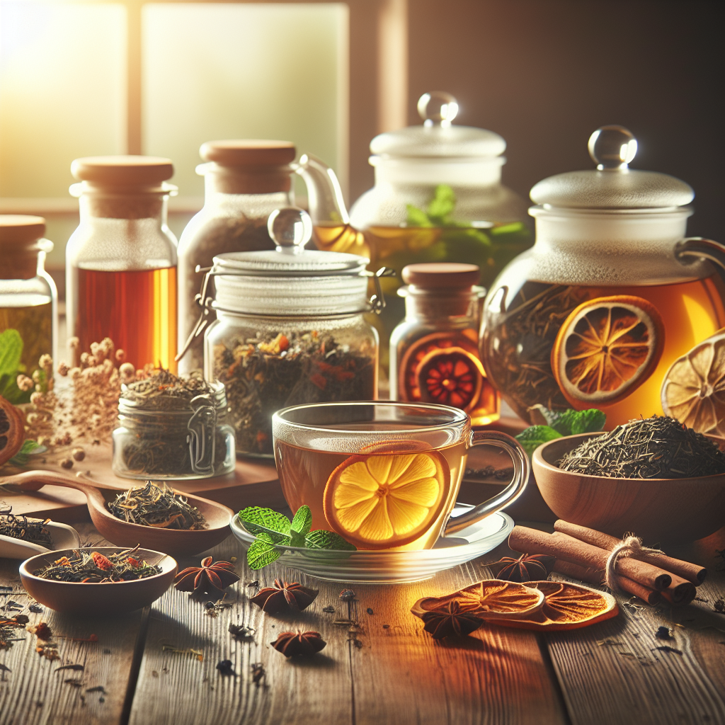 Realistic stock image of herbal tea products