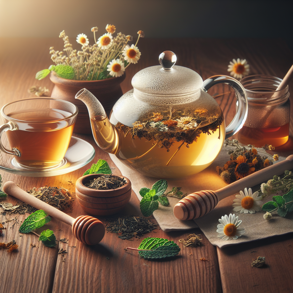 Realistic stock image of herbal tea preparation